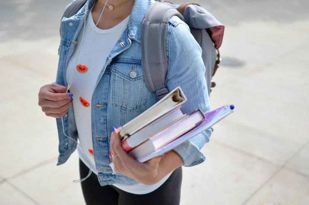 International student with books